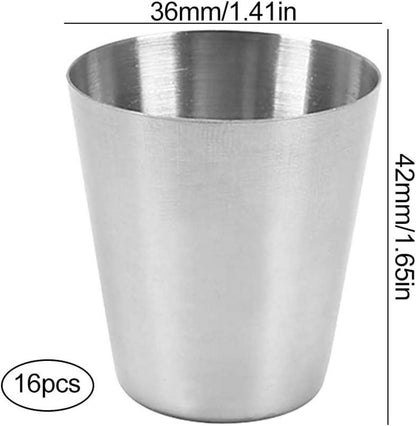 Edelstahl Shot Gläser 16 Stück 30ml Stapelbar Trinkbecher