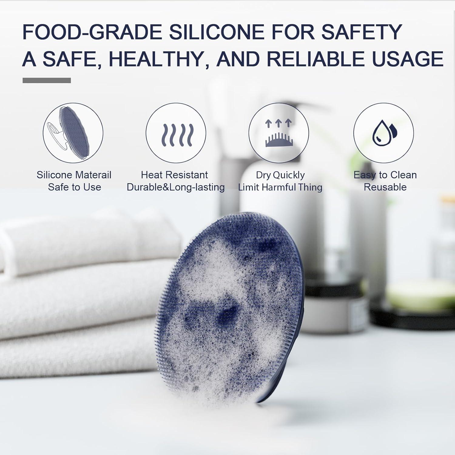 Silikon Körperbürste Duschbürste Peelingbürste, Weiche Borsten & Sanftes Peeling, Blau