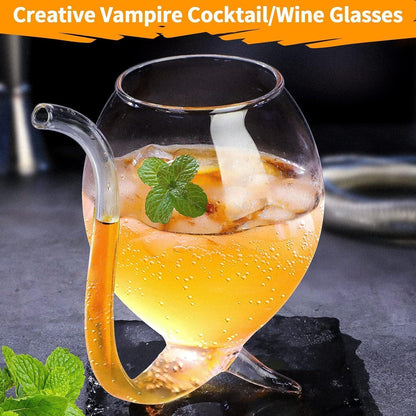 Vampir-Weinglas 2er Set Cocktail-Gläser 360ml Trinkschlauch