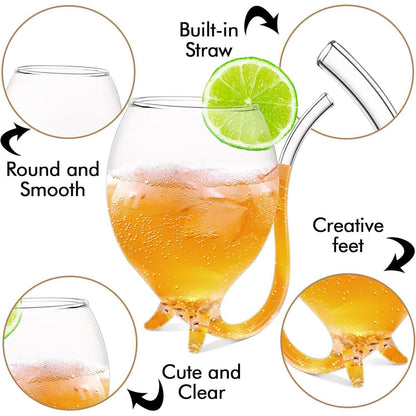 Vampir-Weinglas 2er Set Cocktail-Gläser 360ml Trinkschlauch