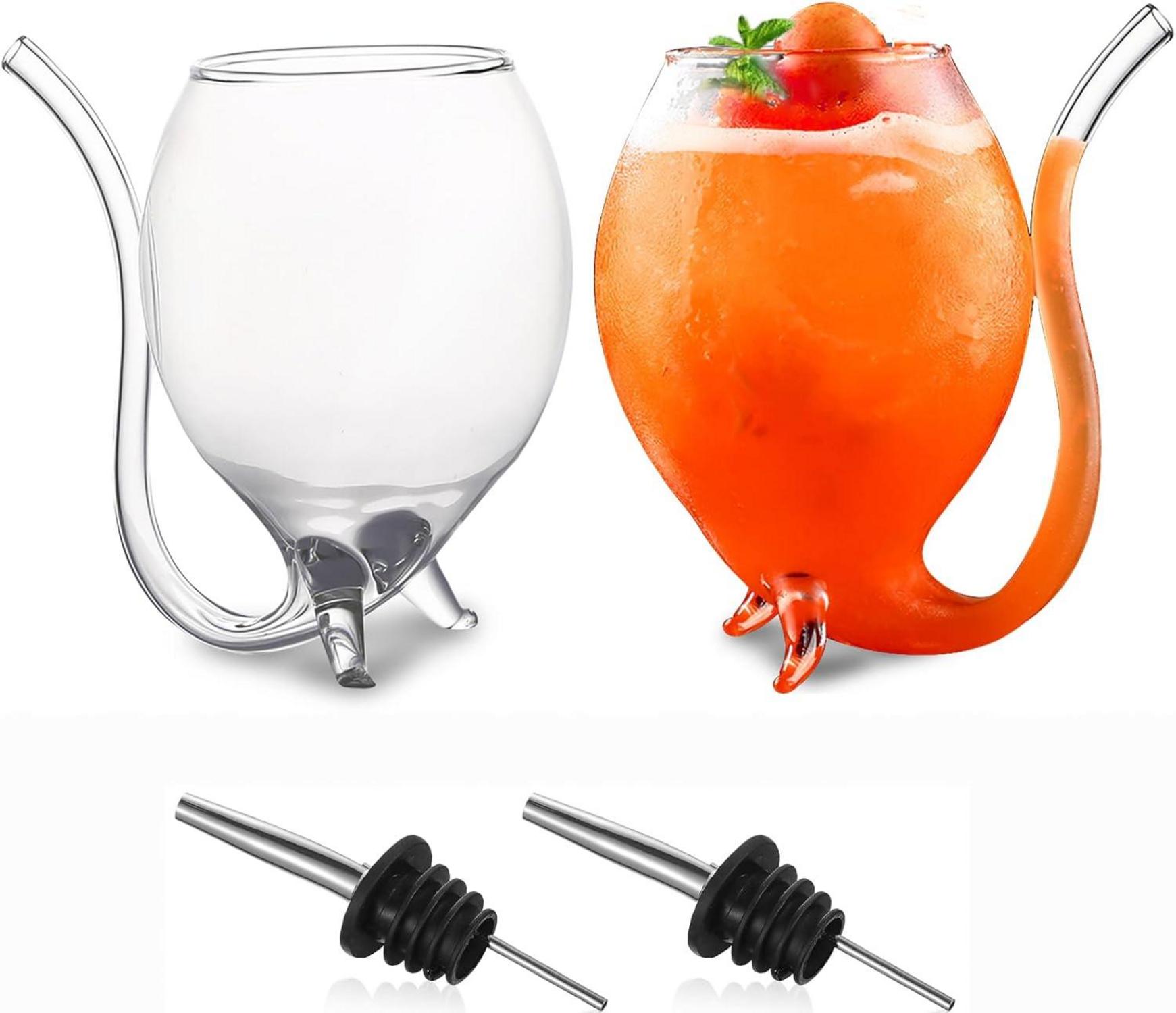 Vampir-Glasbecher mit Trinkschlauch, 2 Stück, 360 ml