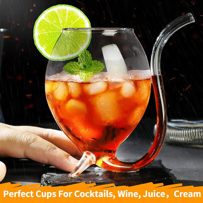 Vampir-Weinglas Cocktail-Gläser 360 ml 2er Set transparente Becher Trinkschlauch