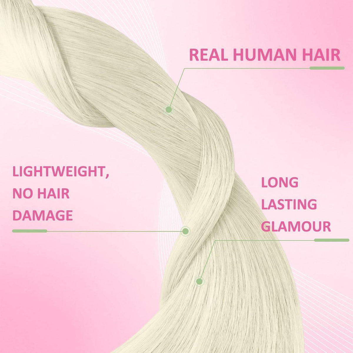 Echthaar Tape Extensions Platinblond 30cm 30g
