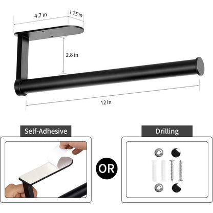 Schwarzer Küchenrollenhalter Selbstklebend Wandmontage 30 cm