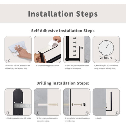 Schwarzer Küchenrollenhalter Selbstklebend Wandmontage 30 cm