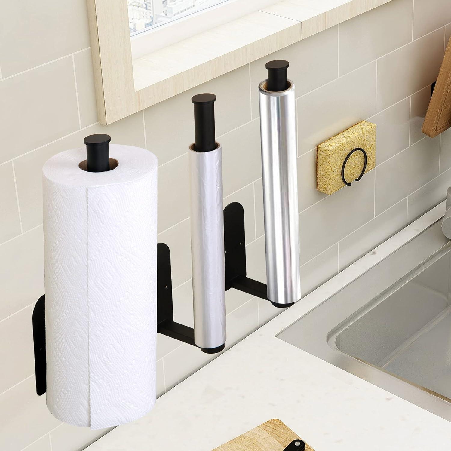 Schwarzer Küchenrollenhalter Selbstklebend 30cm für Küche Bad Wandmontage