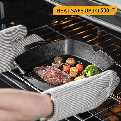 Gusseisen Grillpfanne 32x27,5 cm mit Ausgießer und 2 Henkeln