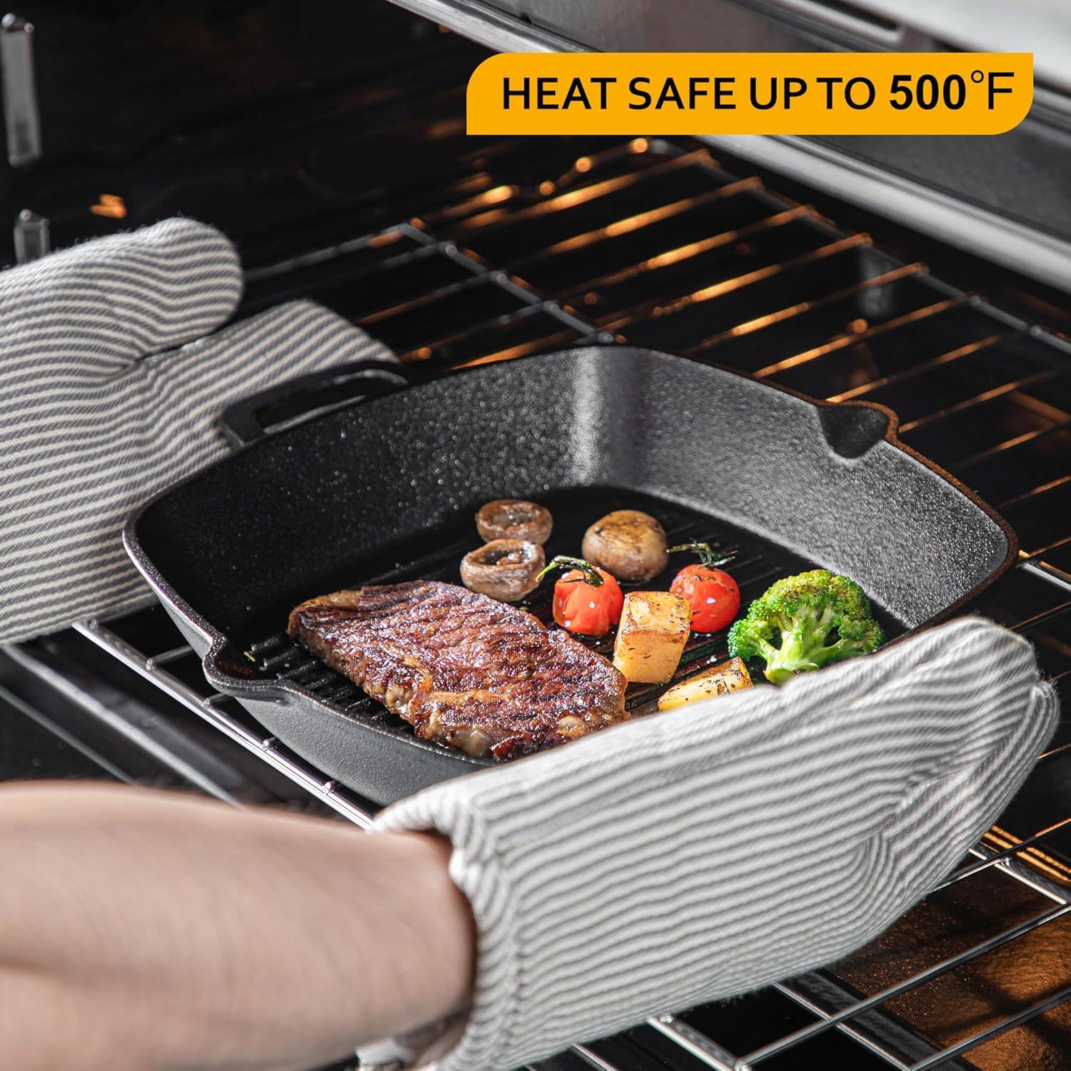 Velaze Grillpfanne Gusseisen 32x27,5 cm Steakpfanne Feuerpfanne Henkeln