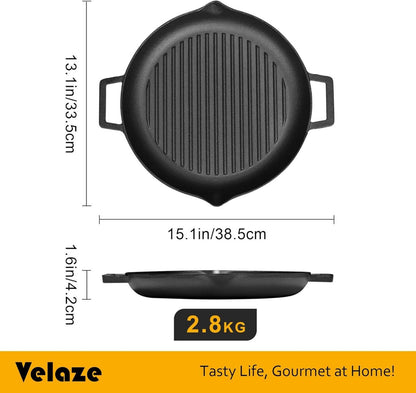 Gusseisenpfanne Grillpfanne 38.5x31cm Rillen Steakpfanne