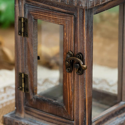 Laterne Holz Vintage Deko Garten Hochzeit Weihnachten 28cm Braun