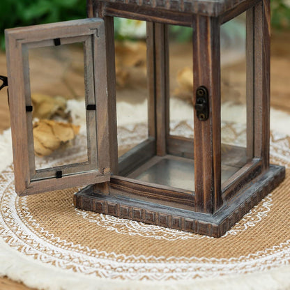 Vintage Holz Laterne 25cm Kerzenhalter Landhausdeko Gartenwindlicht