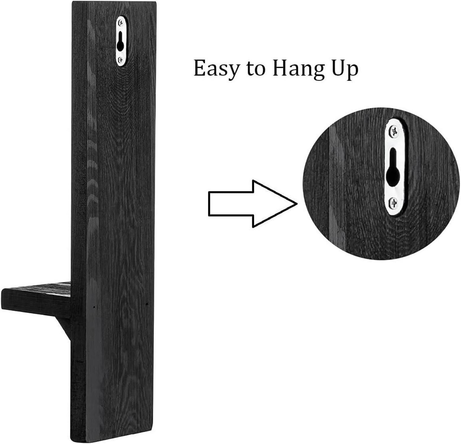 Romadedi Holz Kerzenhalter Wandhalter Schwarz Vintage 2er Set Landhaus Chic