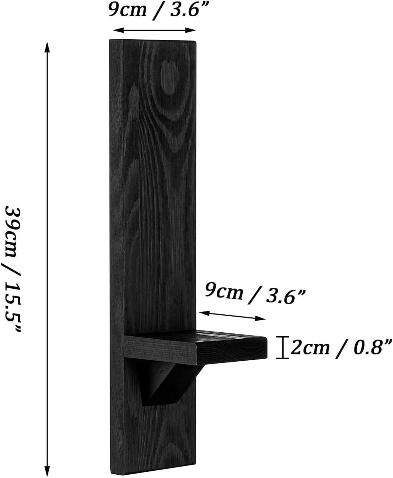 Romadedi Holz Kerzenhalter Wandhalter Schwarz Vintage 2er Set Landhaus Chic