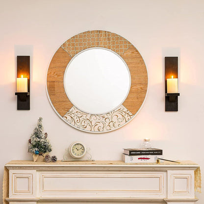 Romadedi Wandkerzenhalter 2er Set Schwarz Vintage Deko 39 cm Holz