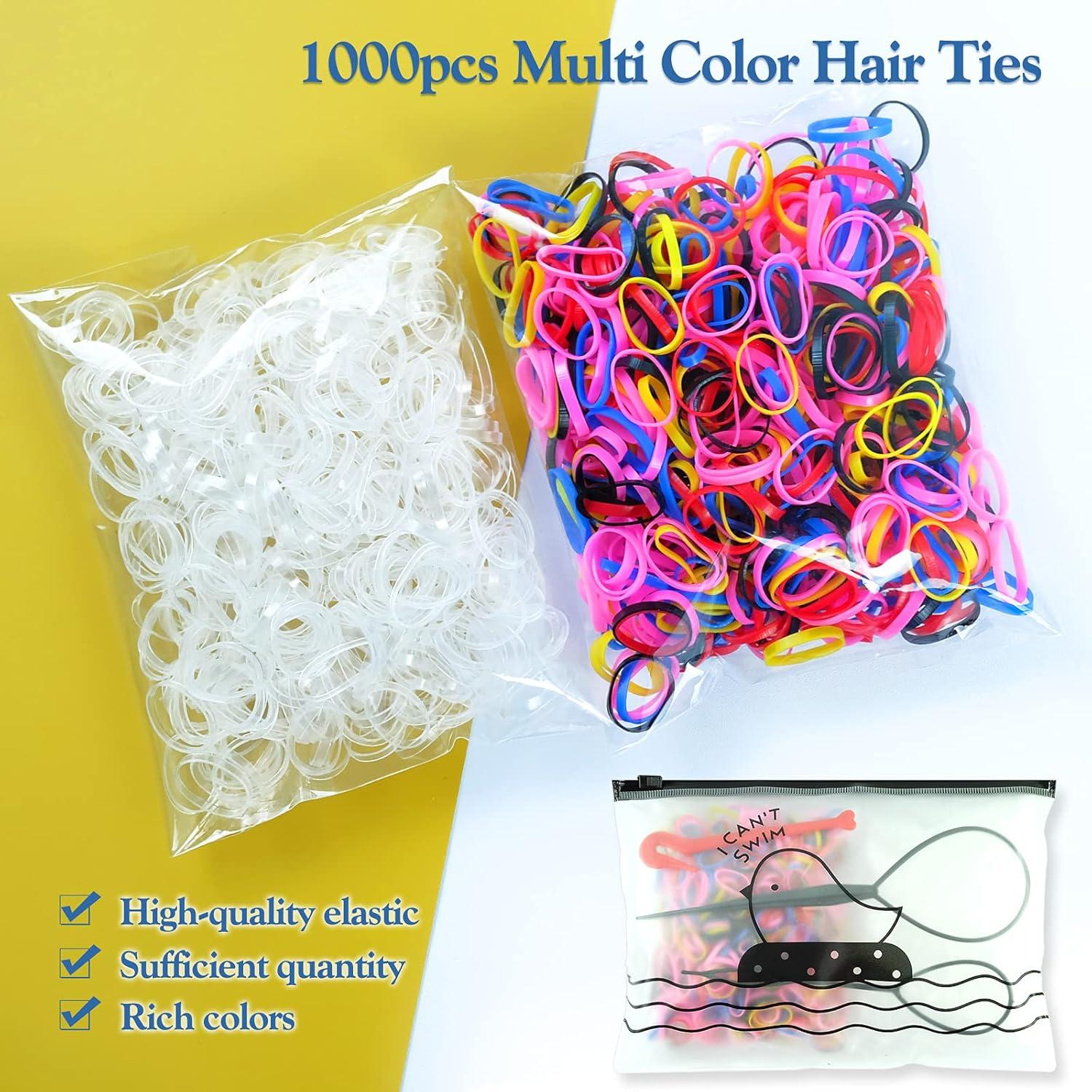 1000 Mini Haargummis Set Mädchen Elastisch Bunt Gummi Haargummis