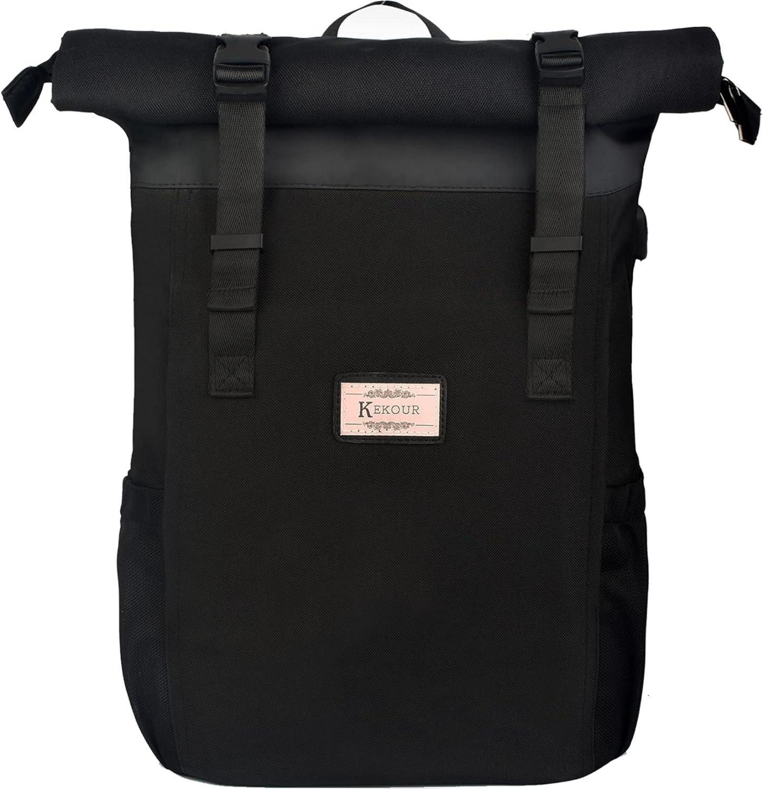 Rolltop Laptoprucksack 15,6 Zoll, Wasserdichter Schulrucksack
