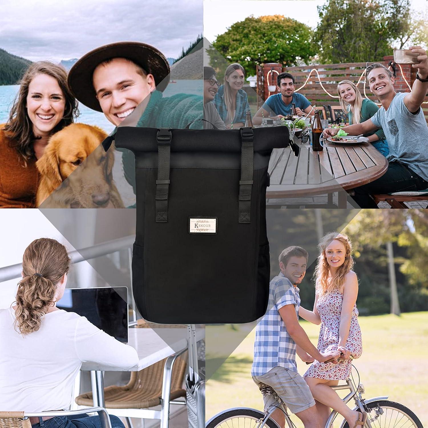 KeKour Laptop Rucksack Damen 17 Zoll Braun