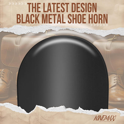 Schuhlöffel Metall Lang 42cm Schwarz Ledergriff