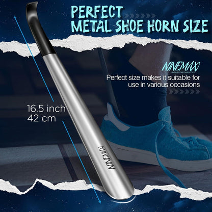NINEMAX Schuhlöffel Edelstahl 42cm 2er Pack - Stabiler Shoe
