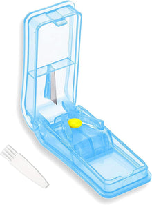 Pillenteiler mit Aufbewahrungsfach für Große Kleine Tabletten, Blau