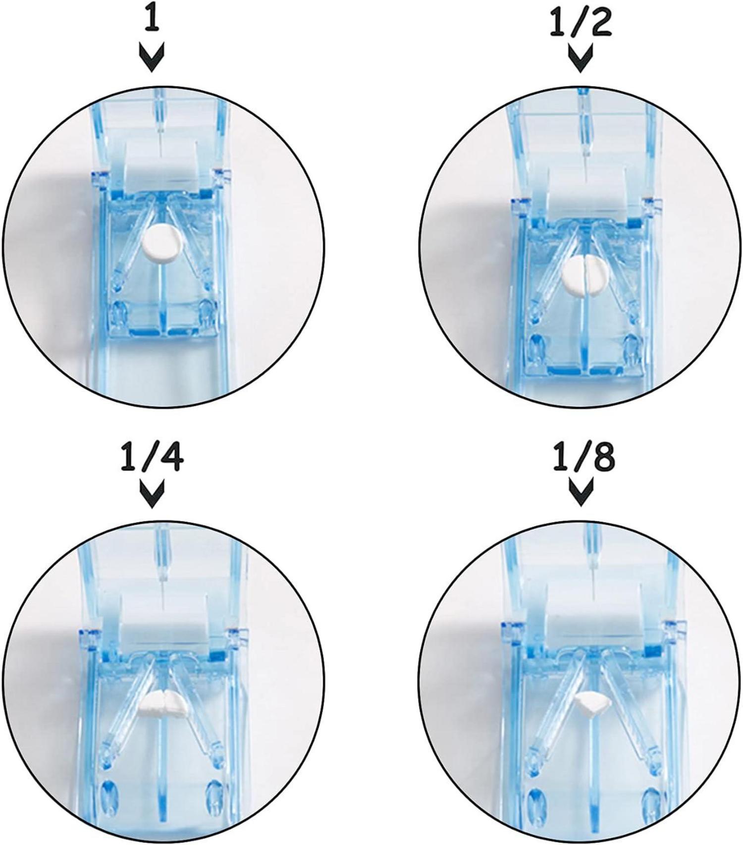 Pillenteiler mit Aufbewahrungsfach für Große Kleine Tabletten, Blau