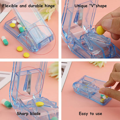 Tablettenteiler Medikamententeiler für Große und Kleine Tabletten Blau