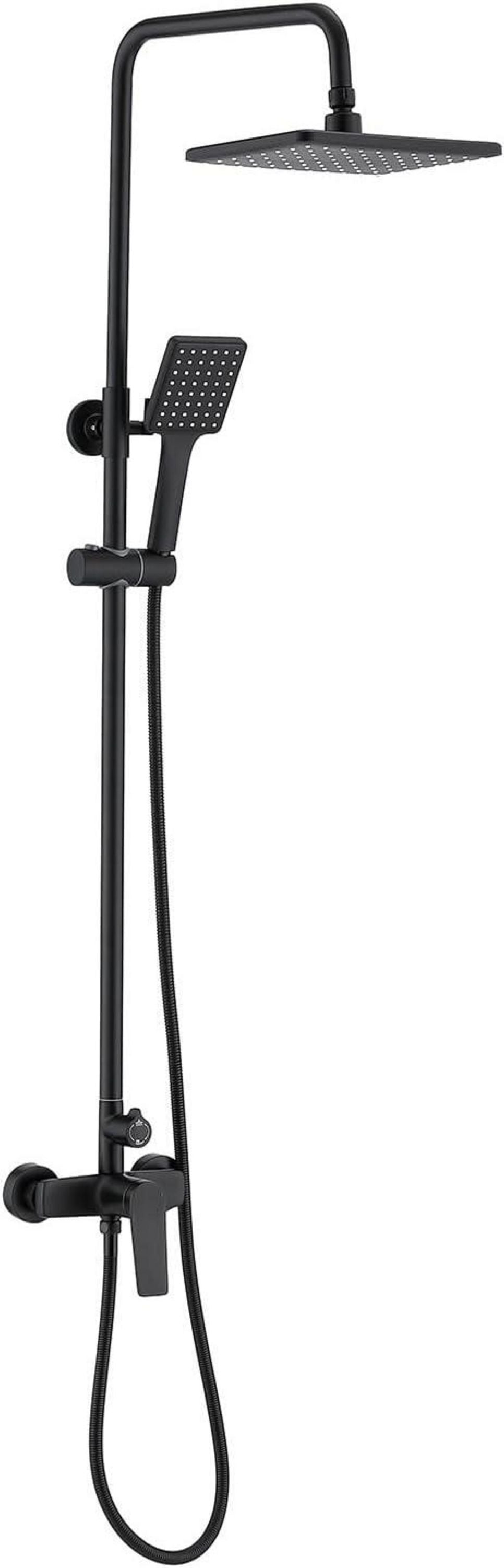 Schwarze Duscharmatur Höhenverstellbar Regendusche Handbrause 90-124cm