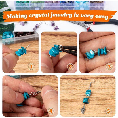 DIY Schmuck Set 24 Farben Naturstein Perlen 5-7mm 1073 Stk