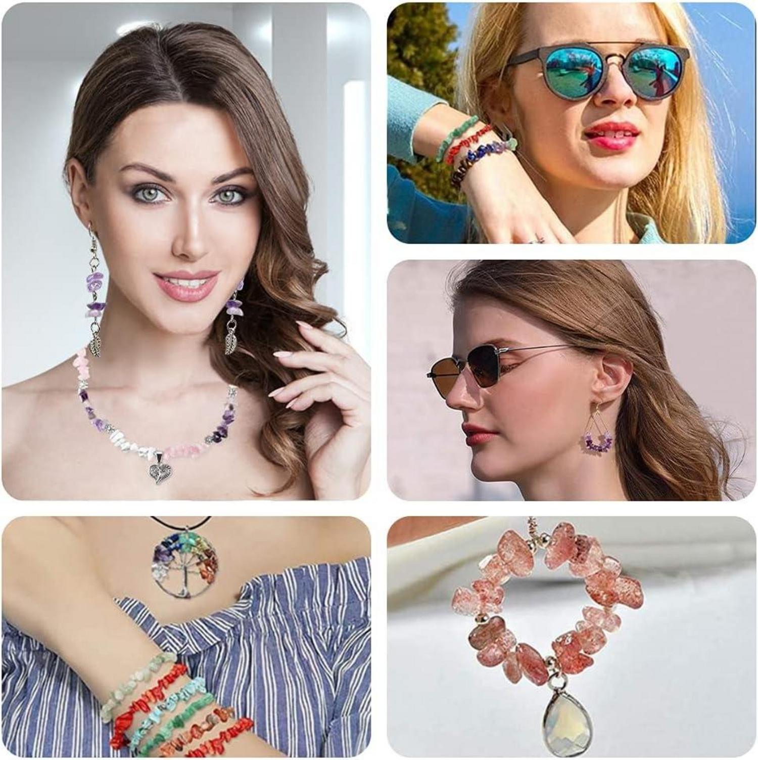 DIY Schmuck Selber Machen Set mit 24 Farben Edelsteinperlen