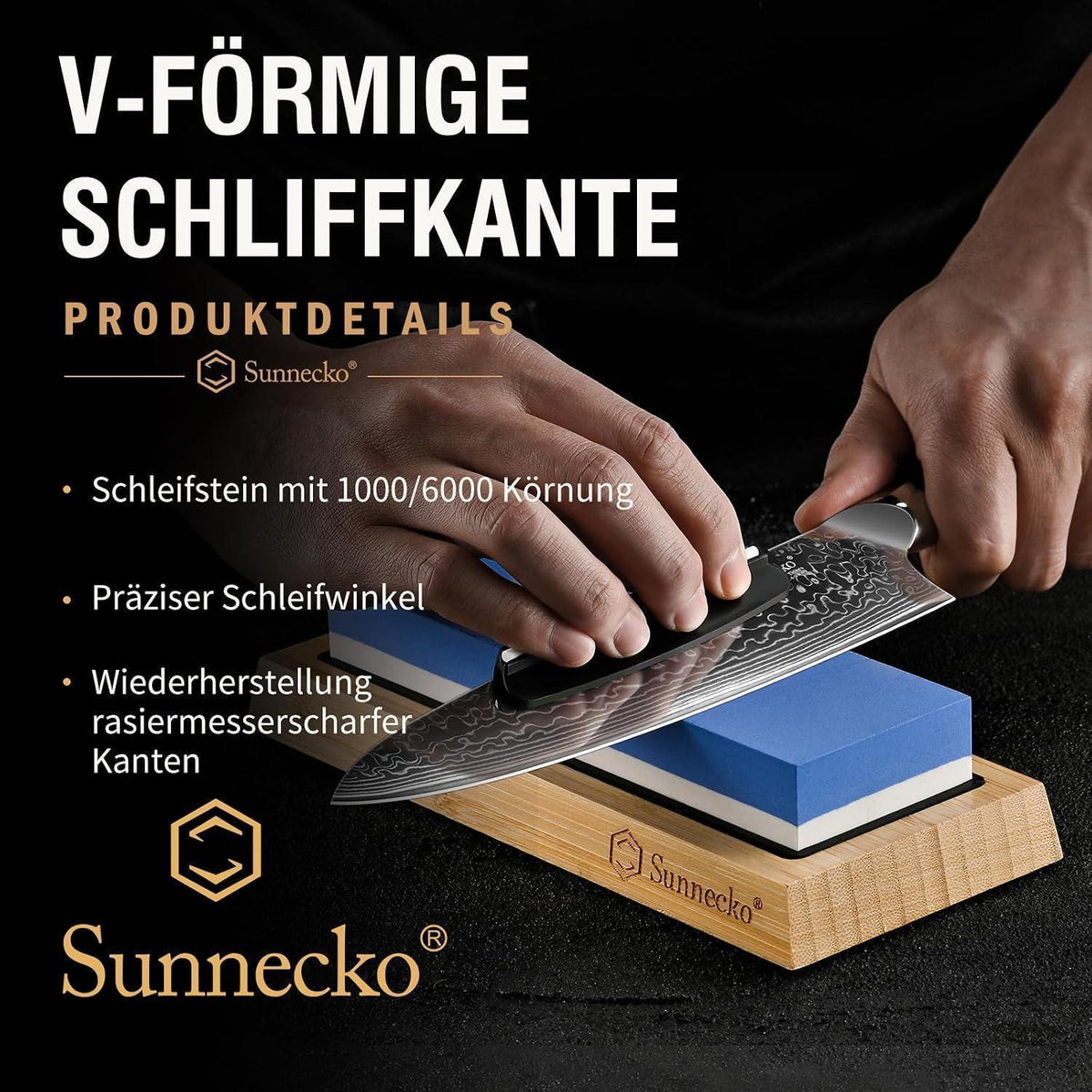7-tlg Damastmesser Set mit Block | Küchenmesser aus Damaststahl
