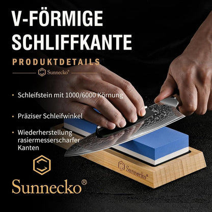 7-tlg Damastmesser Set mit Block | Küchenmesser aus Damaststahl