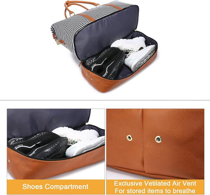 Sucipi Reisetasche Damen Weekender Groß Canvas PU-Leder Handgepäck Kliniktasche mit Schuhfach & Kulturtasche