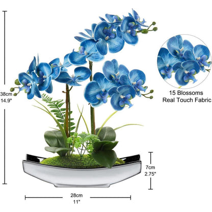 Kunstblume Orchidee Künstlich Phalaenopsis Bonsai Deko 38cm