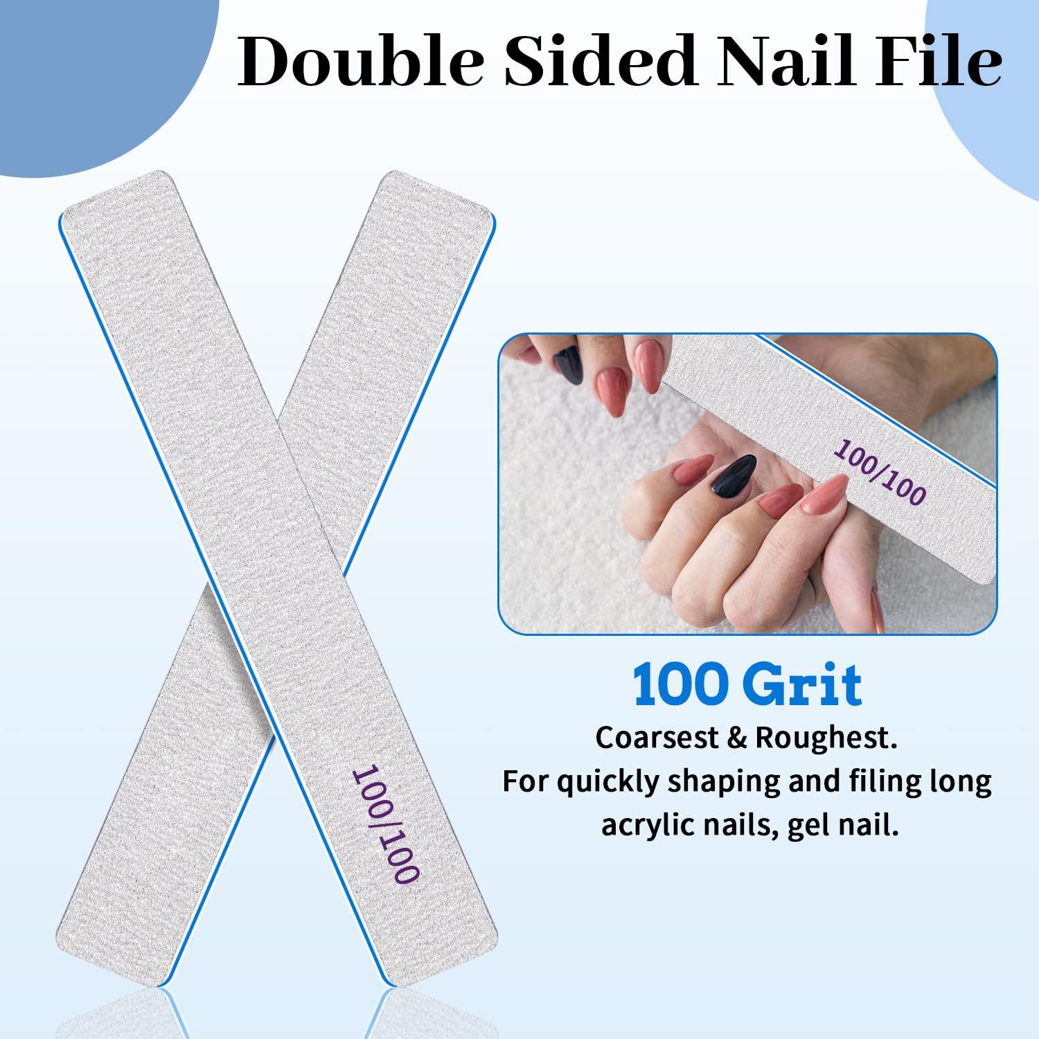 Nagelfeile 100/100, Nagelfeilen Acrylnägel falsche Nägel, waschbares wiederverwendbares Set