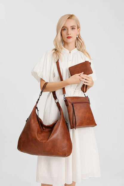 Ashioup Women's Vintage PU Leather Tote Bag with Zipper