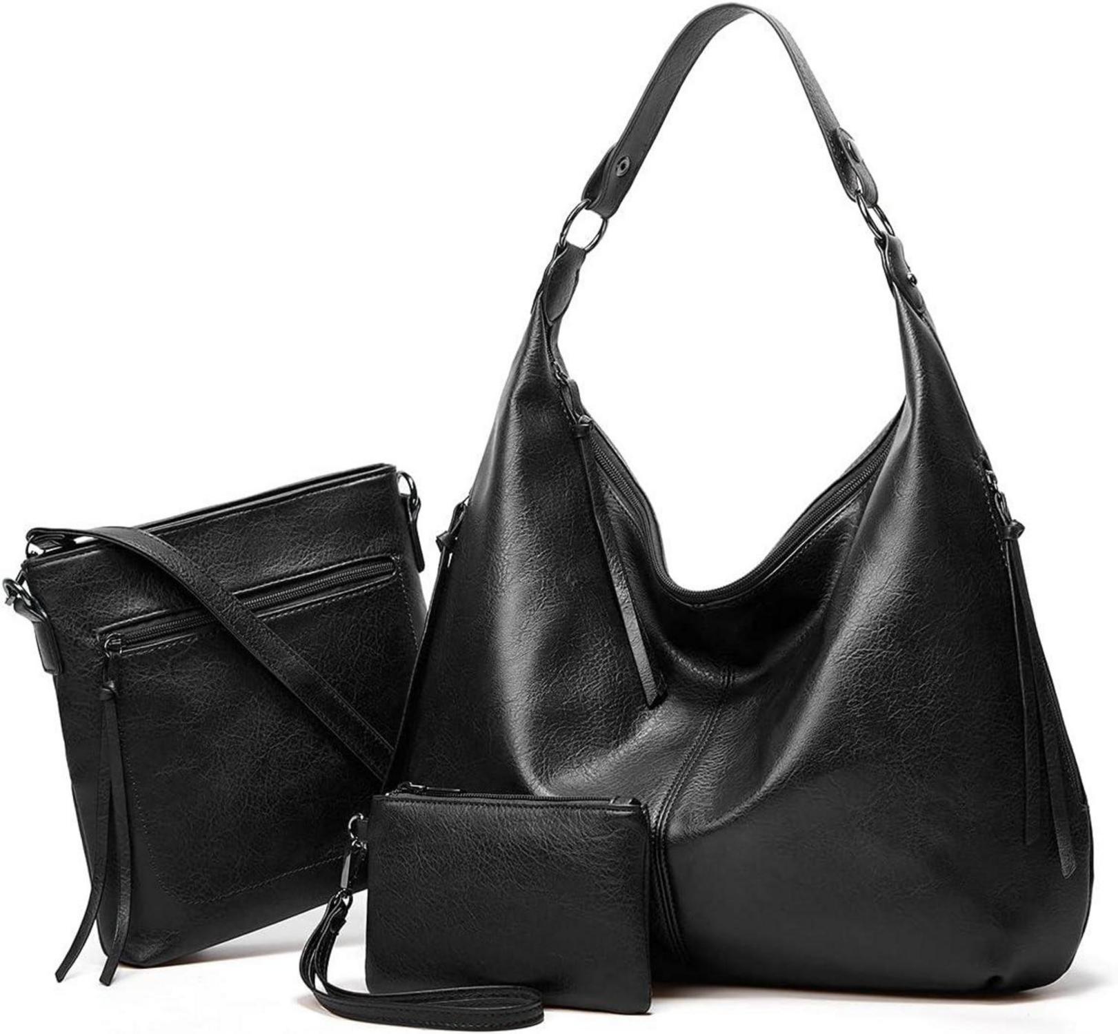 Vintage PU Leather Women's Tote Bag with Zipper and Shoulder Strap