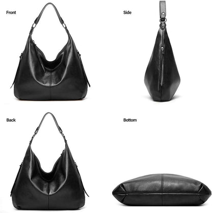 Vintage PU Leather Women's Tote Bag with Zipper and Shoulder Strap
