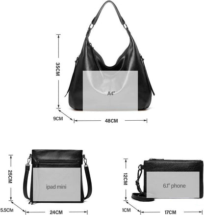 Vintage PU Leather Women's Tote Shoulder Bag with Zipper