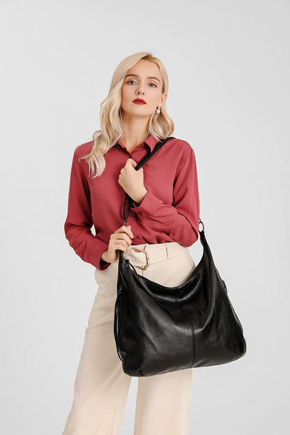 Vintage PU Leather Women's Tote Shoulder Bag with Zipper