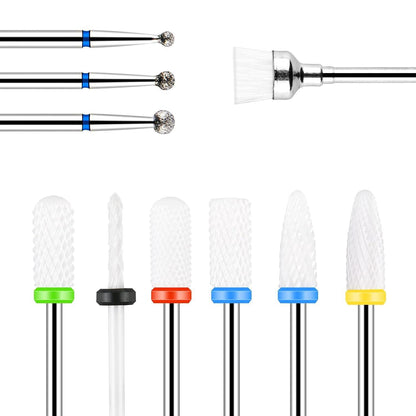 Elektrische Nagelfräser Bits Set 10-teilig + Aufbewahrungskoffer