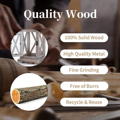 Holz Metall Laterne 48cm Rustikal Bauernhaus Windlicht Hängend Antik Beige