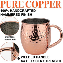 Handgefertigtes Moscow Mule Kupferbecher Set 16oz 4 Stück
