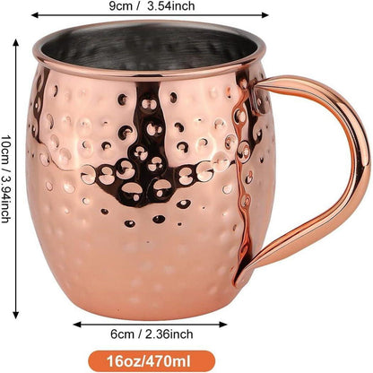 Handgefertigtes Moscow Mule Kupferbecher Set 16oz 4 Stück