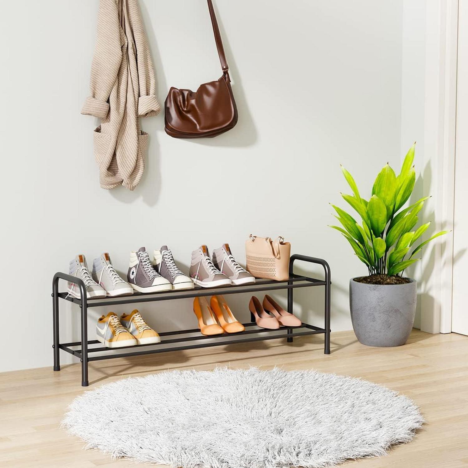 Schuhregal Edelstahl 2 Ebenen für bis zu 9-12 Paar Schuhe 80