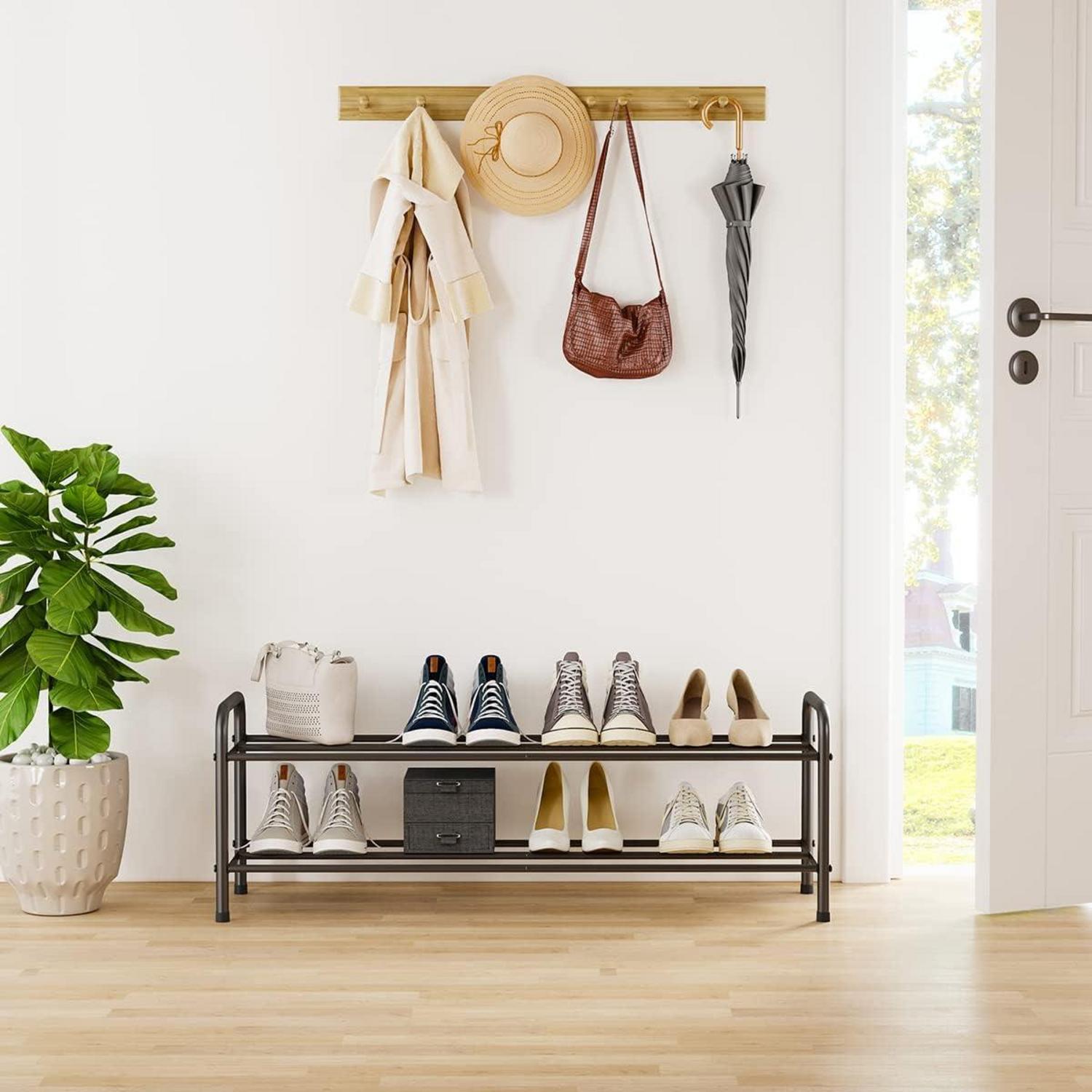 Schuhregal Edelstahl 2 Ebenen für 9-12 Paar Schuhe 80 x 26.2 x 33.5 cm