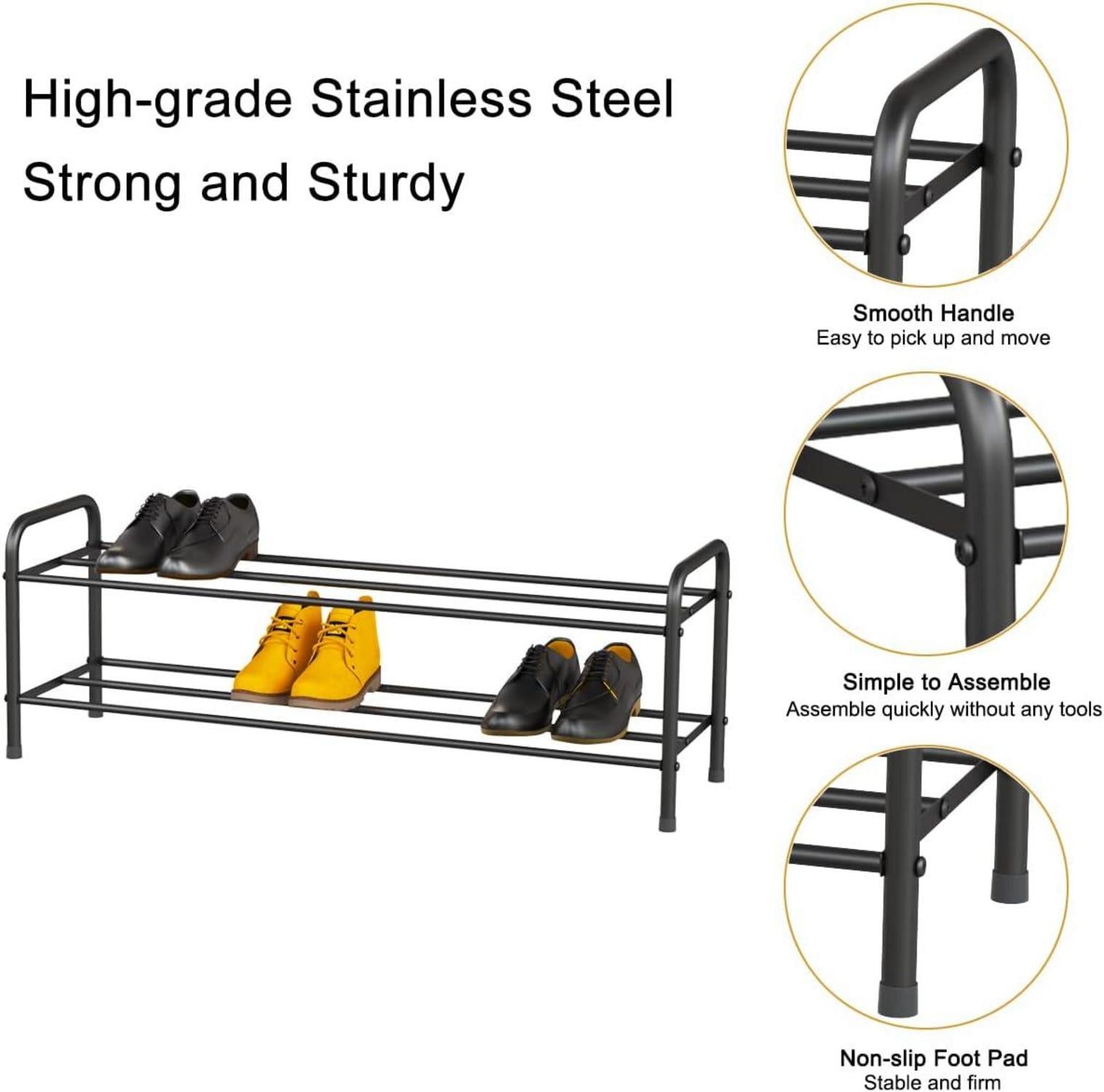 Schuhregal 2 Ebenen Edelstahl Organizer für 9-12 Paar Schuhe