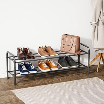 Edelstahl Schuhregal 2 Ebenen Organizer für 9-12 Paar Schuhe 80x26.2x33.5 cm