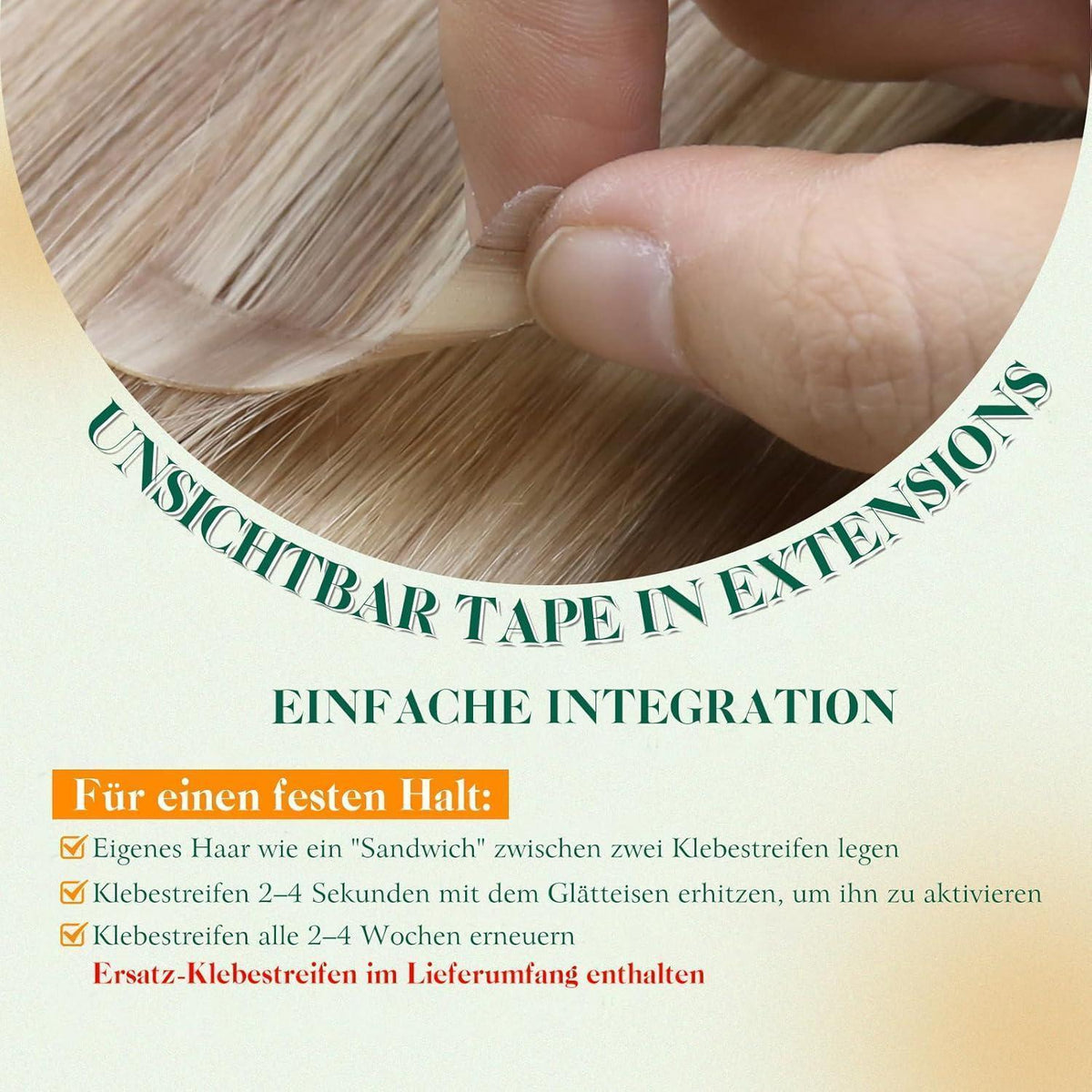 Echthaar Tape Extensions Blond Aschblond 55cm #18/613