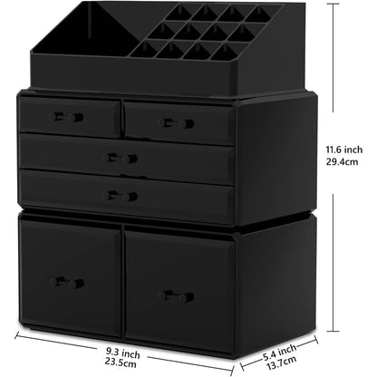 Makeup Organizer XL Schwarz 6 Schubladen