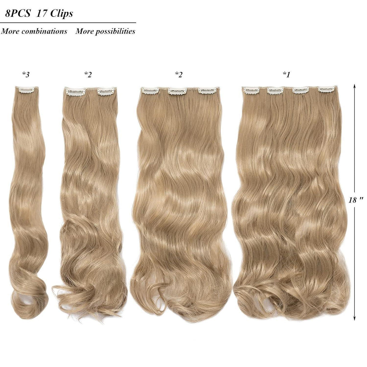 Welliges Haarverdichtung Set – Naturblond, 45cm